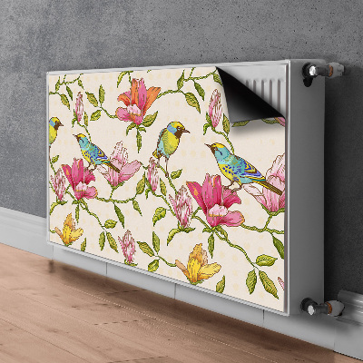 Magnetisk radiatorkåpa Blommor och fåglar