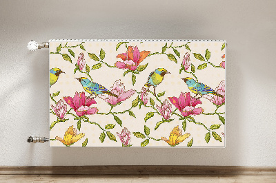 Magnetisk radiatorkåpa Blommor och fåglar