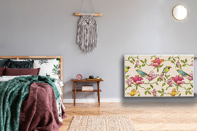 Magnetisk radiatorkåpa Blommor och fåglar