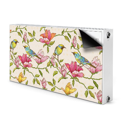 Magnetisk radiatorkåpa Blommor och fåglar