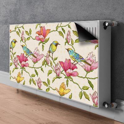 Magnetisk radiatorkåpa Blommor och fåglar