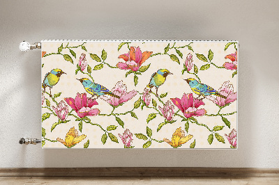 Magnetisk radiatorkåpa Blommor och fåglar