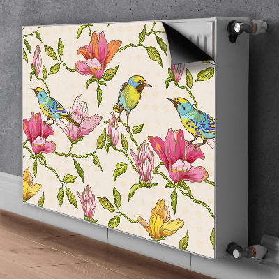 Magnetisk radiatorkåpa Blommor och fåglar