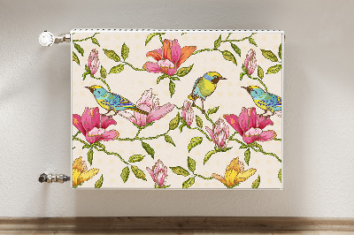 Magnetisk radiatorkåpa Blommor och fåglar
