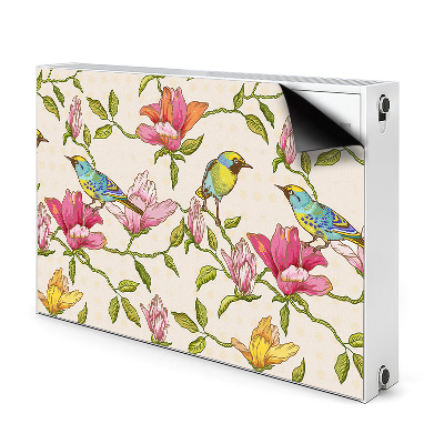 Magnetisk radiatorkåpa Blommor och fåglar
