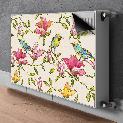 Magnetisk radiatorkåpa Blommor och fåglar