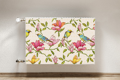 Magnetisk radiatorkåpa Blommor och fåglar