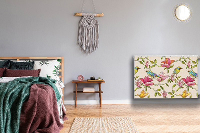 Magnetisk radiatorkåpa Blommor och fåglar