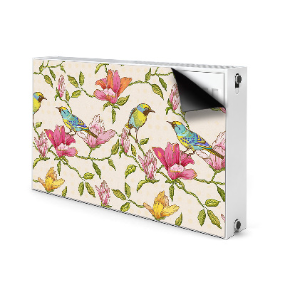 Magnetisk radiatorkåpa Blommor och fåglar