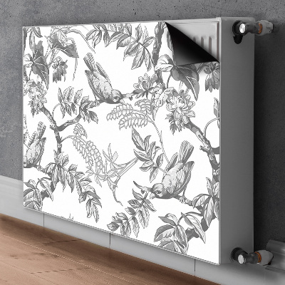 Magnetisk radiatorkåpa Gråa fåglar