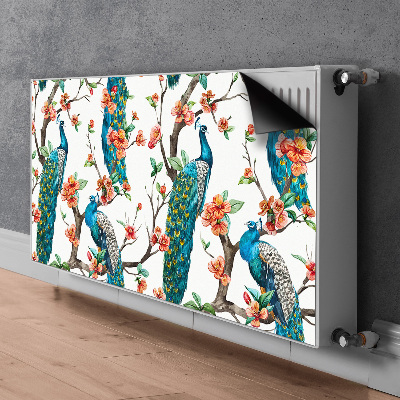 Magnetiskt radiatorskydd Påfåglar och blommor
