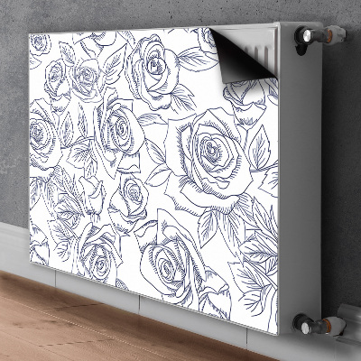 Magnetiskt radiatorskydd Blå rosor