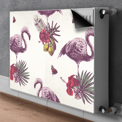 Magnetiskt radiatorskydd Flamingos och Hibiscus
