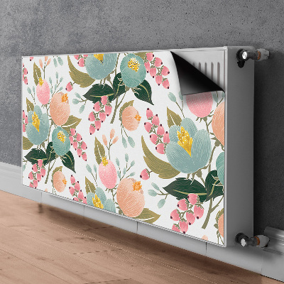 Magnetiskt radiatorskydd Målade blommor