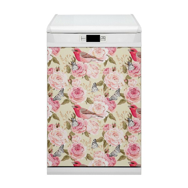 Dekorativ diskmaskinsmagnet Fåglar och blommor