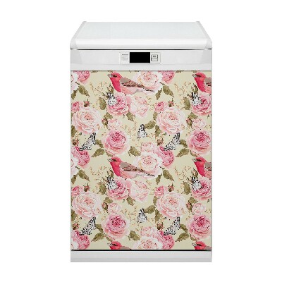 Dekorativ diskmaskinsmagnet Fåglar och blommor