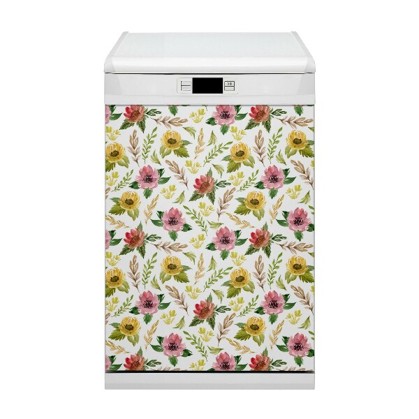 Magnetisk diskmaskinsmatta Akvarell blommor