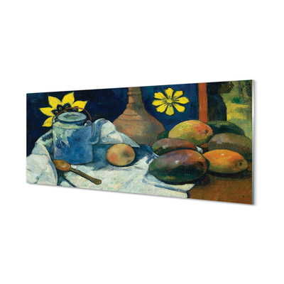 Bild på akrylglas Stilleben med en kanna te och frukt - Paul Gauguin