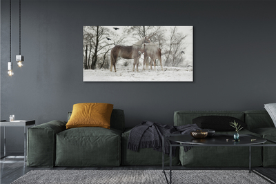 Bild på akrylglas Vinterskog med enhörningar