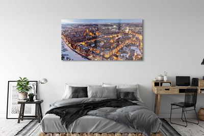 Bild på akrylglas Gdańsk Vinterpanorama av floden