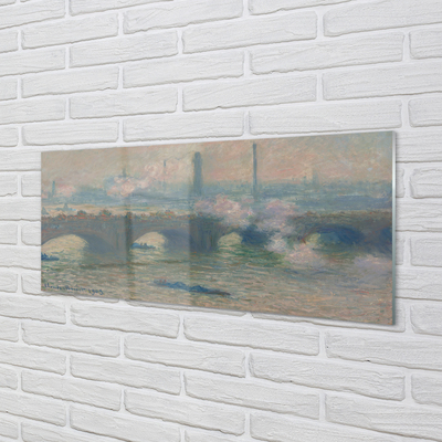 Plexiglas tavla Waterloo Bridge - Molnig dag - Claude Monet