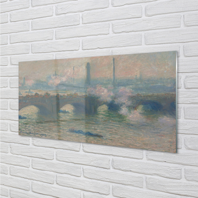 Plexiglas tavla Waterloo Bridge - Molnig dag - Claude Monet