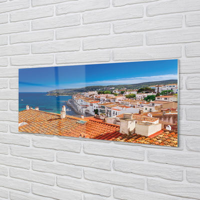 Akrylglastavla Spanien Stad havet berg