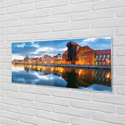 Bild på akrylglas Gdańskflodens byggnader