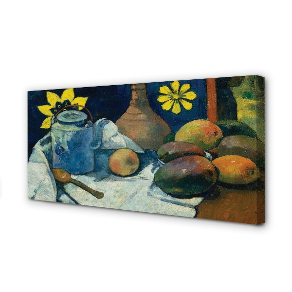 Bild på canvas Stilleben med en kanna te och frukt - Paul Gauguin