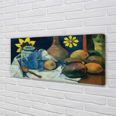Bild på canvas Stilleben med en kanna te och frukt - Paul Gauguin