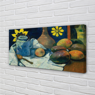 Bild på canvas Stilleben med en kanna te och frukt - Paul Gauguin