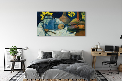 Bild på canvas Stilleben med en kanna te och frukt - Paul Gauguin
