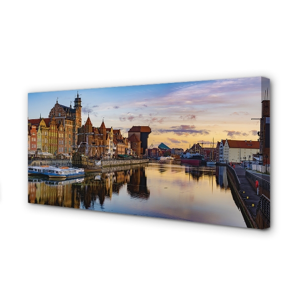 Bild på canvas Gdansk Port floden soluppgång