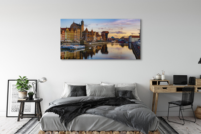 Bild på canvas Gdansk Port floden soluppgång