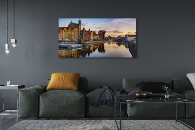 Bild på canvas Gdansk Port floden soluppgång