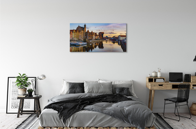 Bild på canvas Gdansk Port floden soluppgång