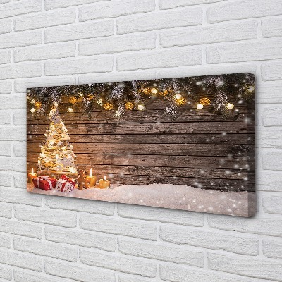 Fototryck canvas Julgran snödekorationer