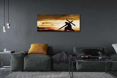 Fototryck canvas Jesus kors solnedgång