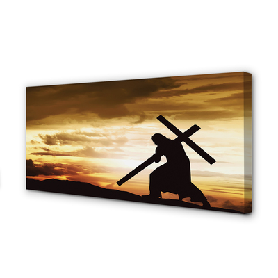 Fototryck canvas Jesus kors solnedgång