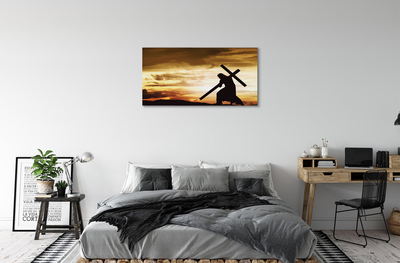 Fototryck canvas Jesus kors solnedgång