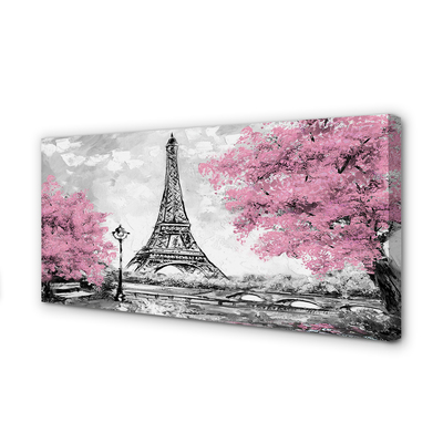 Canvastavla Paris vårträd
