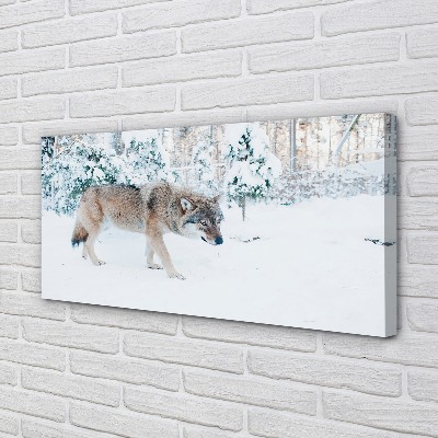 Canvastavla Wolf vinter skog