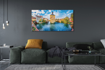 Foto på canvas Tyskland floden överbryggar gamla stan