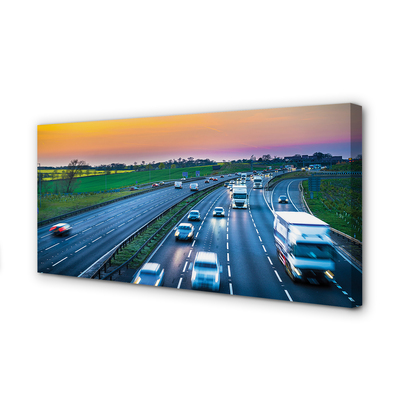 Canvas bild Highway sky bilar