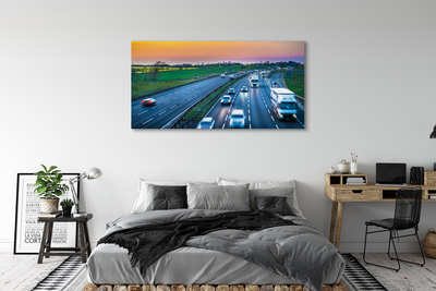 Canvas bild Highway sky bilar