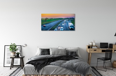 Canvas bild Highway sky bilar