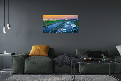 Canvas bild Highway sky bilar