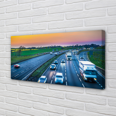 Canvas bild Highway sky bilar