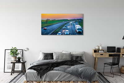 Canvas bild Highway sky bilar