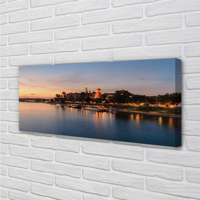 Fototryck canvas Krakow Sunset River Castle